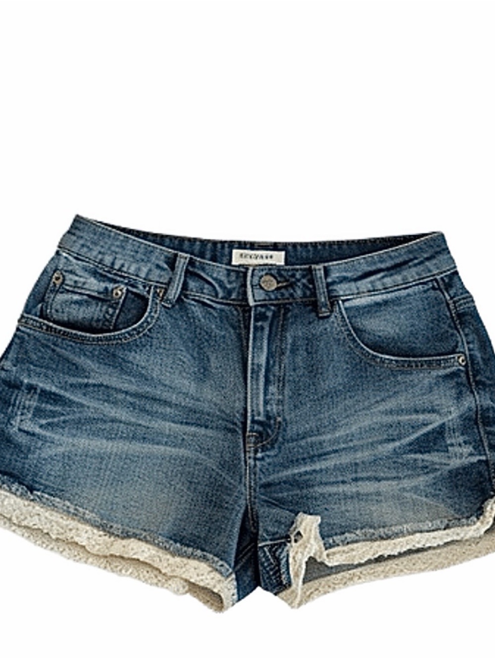 MOSSIMO Supply Co. Blue Denim Lace-Trim Shorts